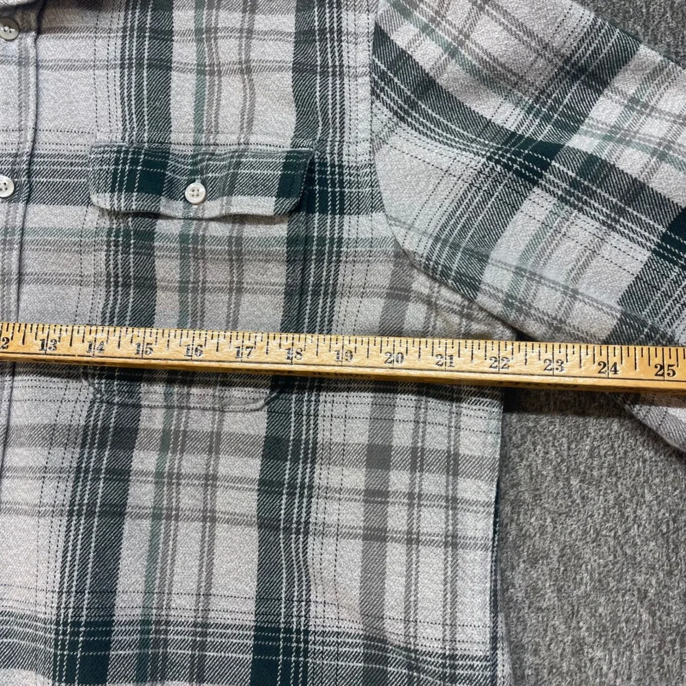 The North Face Mens Grey Green Plaid Flannel Button Down Shirt Large Long Sleeve